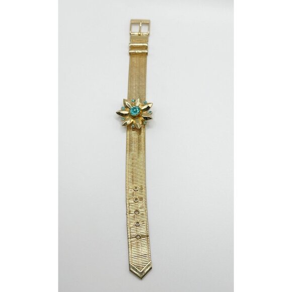 Coro Pegasus Rhinestone Flower Mesh Belt Buckle Bracelet - Picture 4 of 7